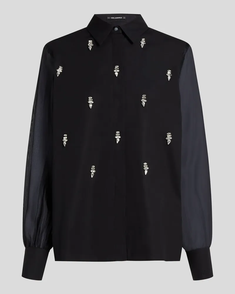 Karl Lagerfeld Bluse Mit Strass, Frau, Schwarz, Größe Schwarz
