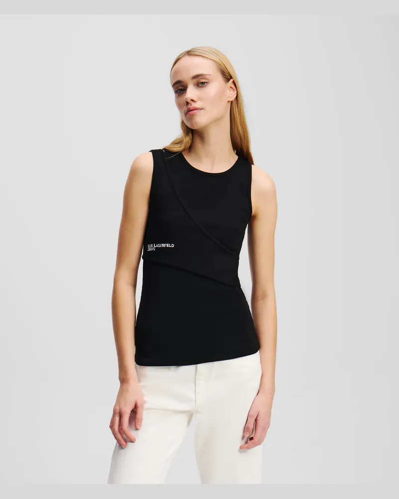 Karl Lagerfeld Geripptes Tanktop, Frau, Schwarz, Größe Schwarz