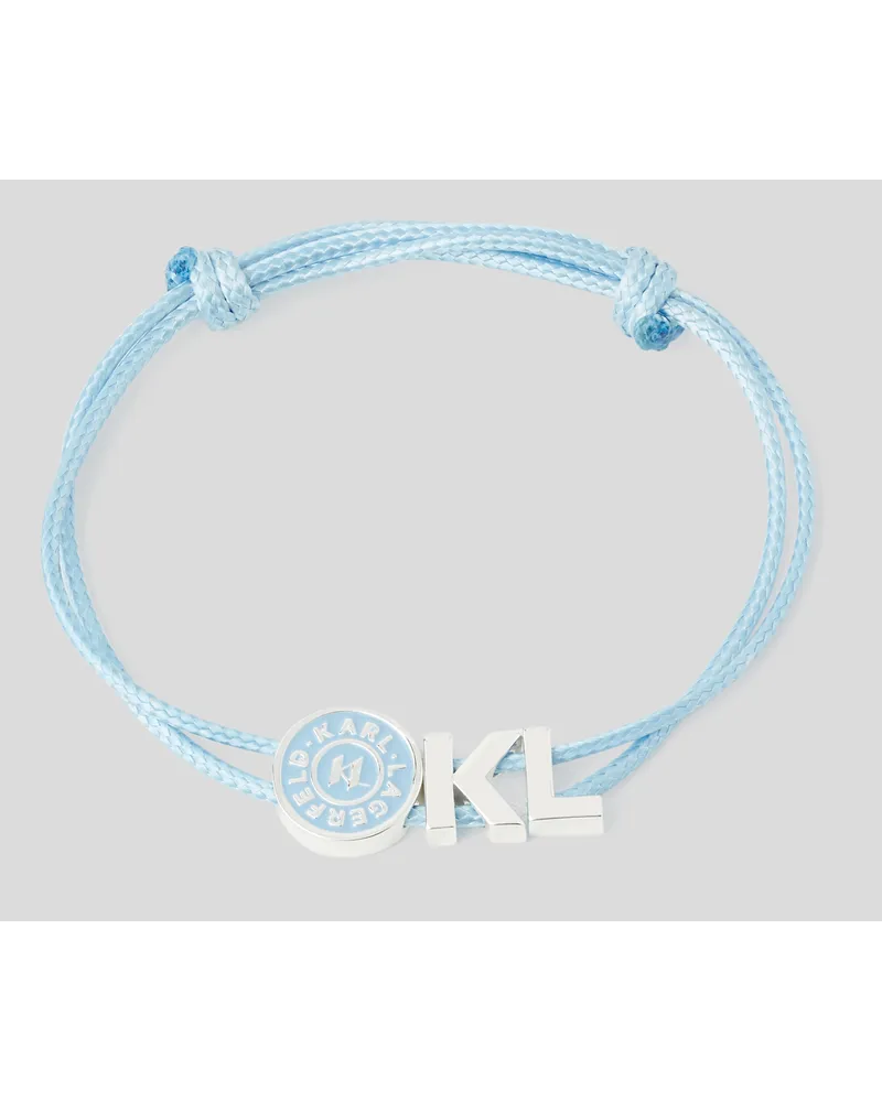 Karl Lagerfeld Kl geflochtenes Armband mit Anhänger, Frau, Arctic Blue Arctic