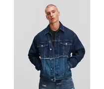 Klj patchwork-jeansjacke, Mann, Marmoriertes mittelblaues Logo