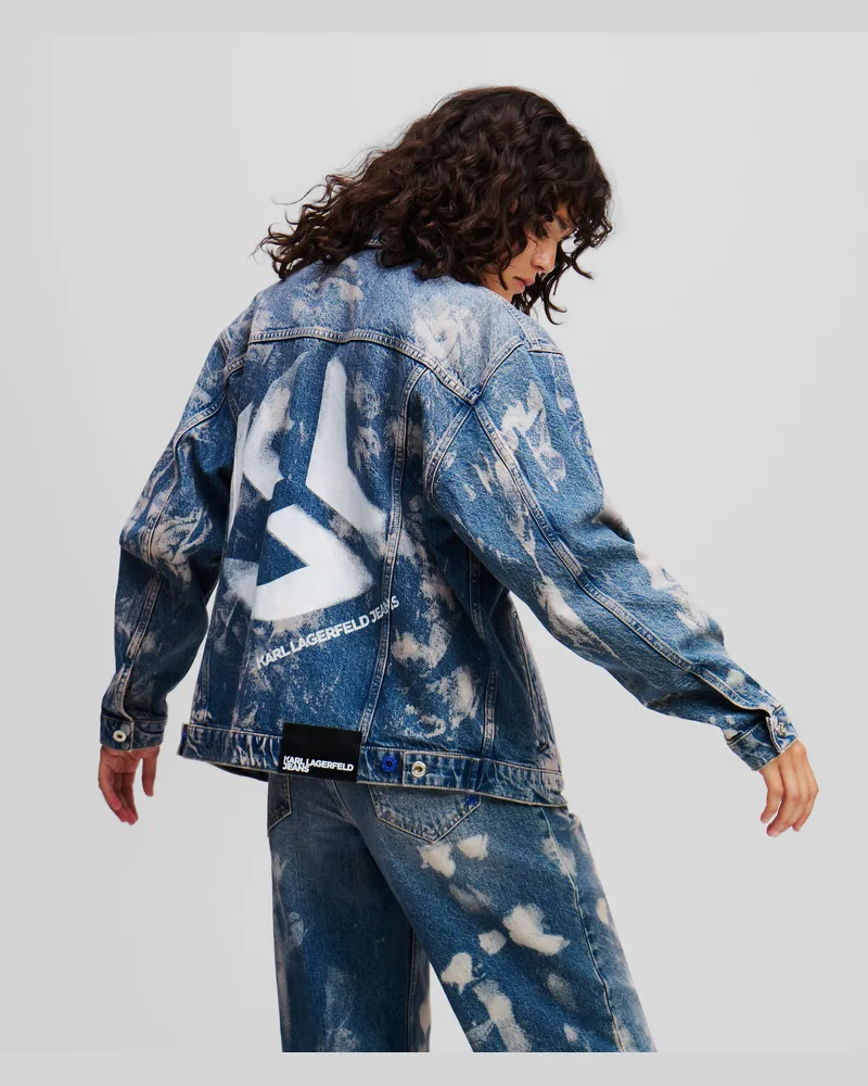 Karl Lagerfeld Gebleichte Jeansjacke In Lässiger Passform, Frau, Gebleichtes Denim, Größe Gebleichtes