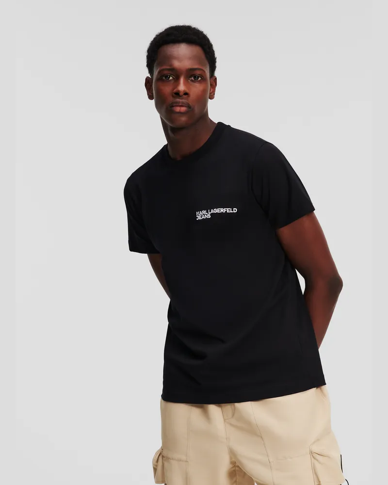 Karl Lagerfeld Schmal Geschnittenes T-shirt Mit Logo, Mann, Schwarz, Größe Schwarz