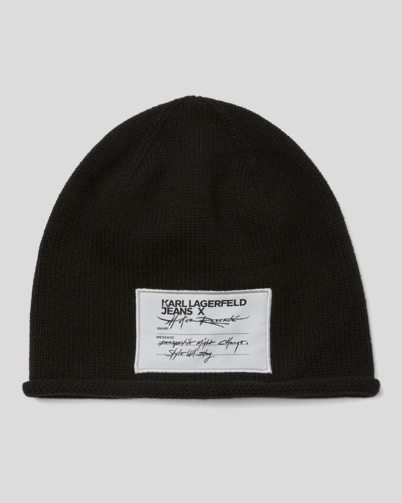 Karl Lagerfeld Klj x atelier reservé Beanie-mütze, Frau, Gewaschenes Schwarz, Größe Gewaschenes