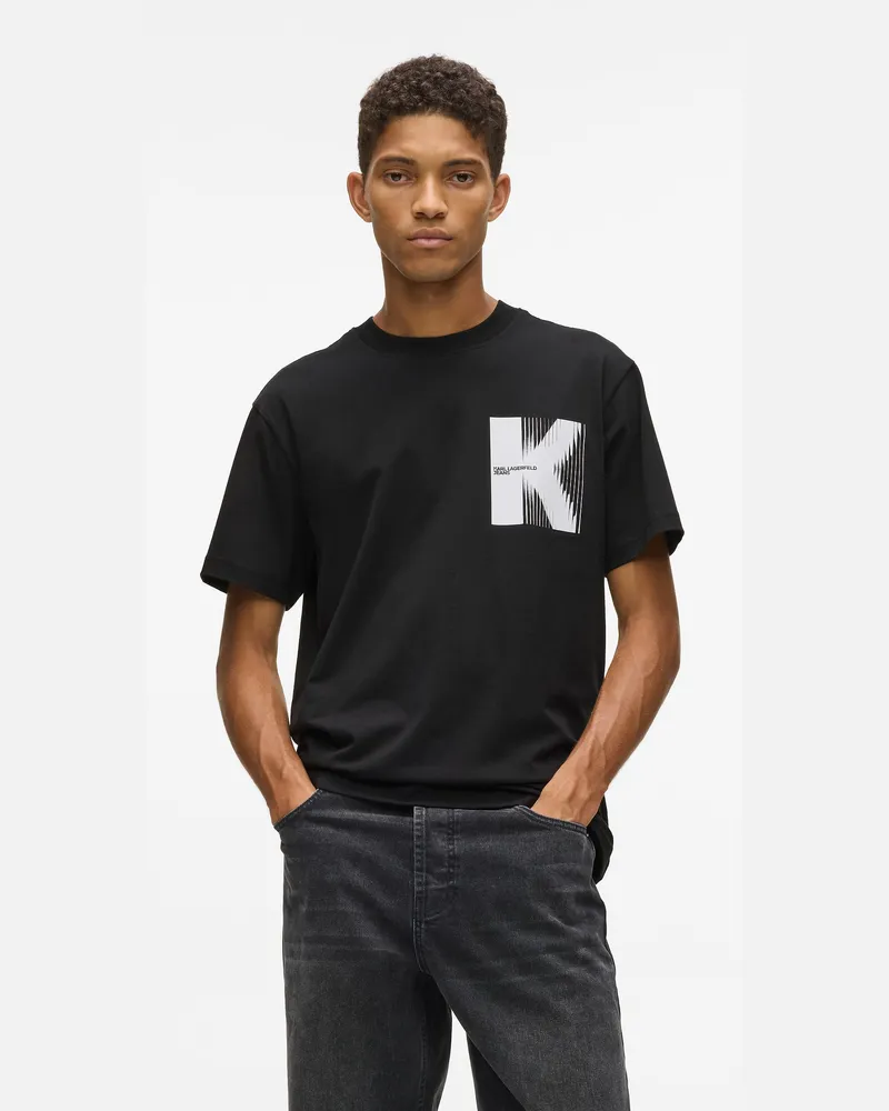 Karl Lagerfeld T-shirt Mit K-artwork, Herren, Schwarz, Größe Schwarz