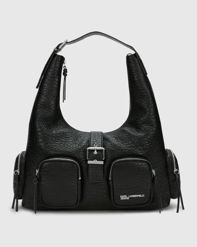 Karl Lagerfeld Große Schultertasche Im City-look, Female, Schwarz, Size Black