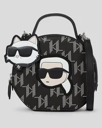 Karl Lagerfeld K/ikonik monogram Runde Umhängetasche, Frau, Schwarz Schwarz