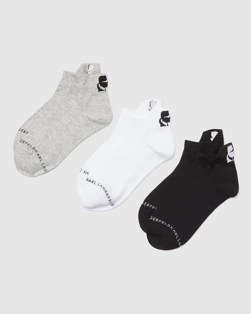 Karl Lagerfeld Kameo-kurzsocken – 3er Pack, Herren, Schwarz/weiss/grau, Größe Schwarz