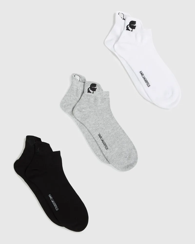 Karl Lagerfeld Kameo-kurzsocken – 3er Pack, Herren, Schwarz/weiss/grau, Größe Schwarz