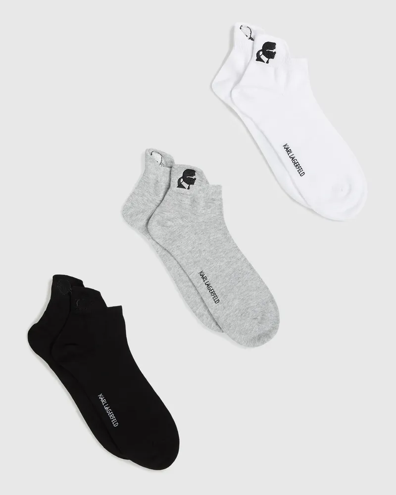 Karl Lagerfeld Kameo-kurzsocken – 3er Pack, Herren, Schwarz/weiss/grau, Größe Schwarz