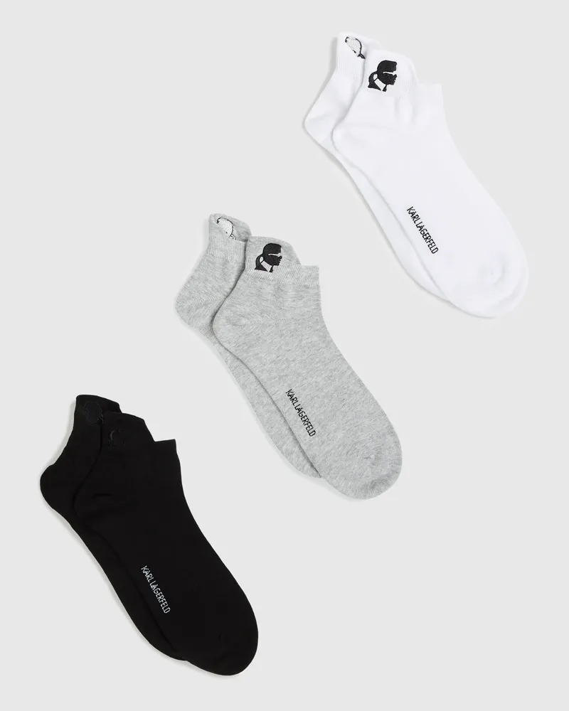 Karl Lagerfeld Kameo-kurzsocken – 3er Pack, Herren, Schwarz/weiss/grau, Größe Schwarz