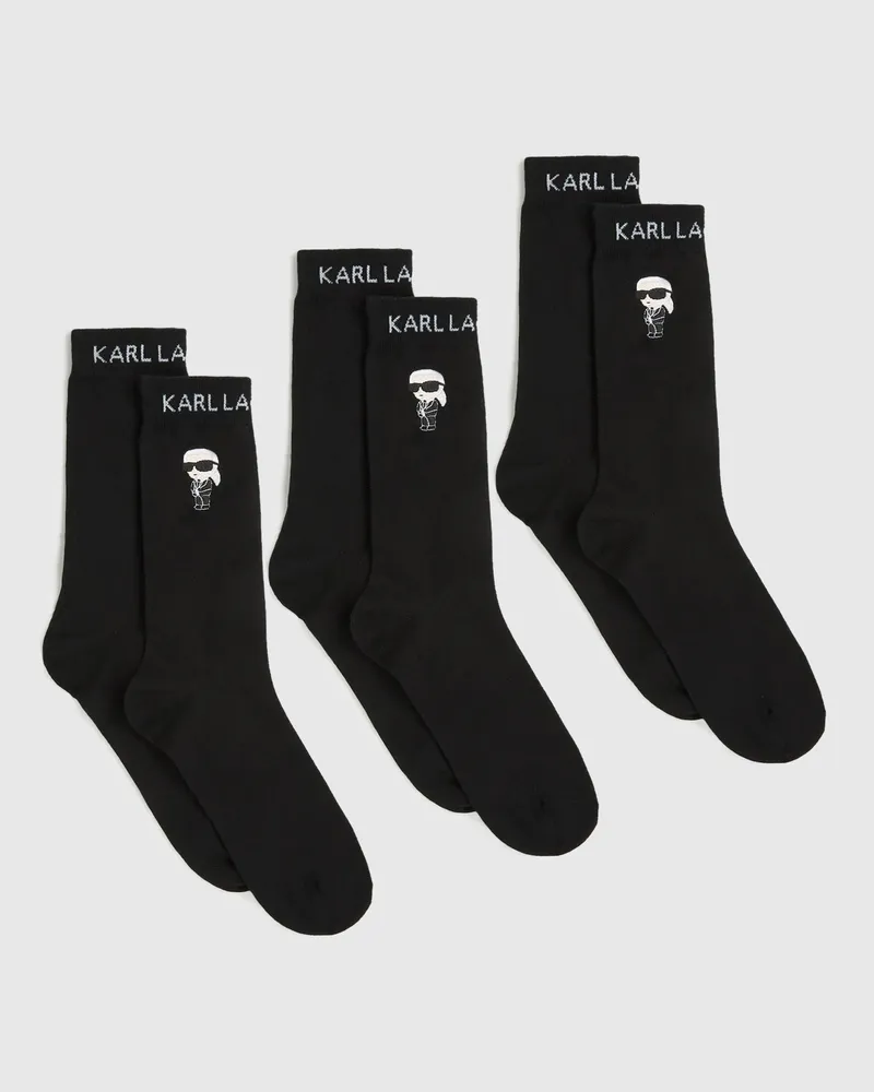 Karl Lagerfeld Ikon-socken – 3er-pack, Male, Schwarz, Size Black