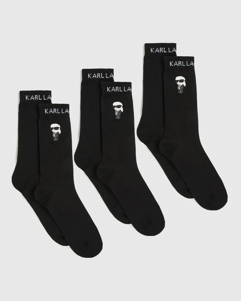 Karl Lagerfeld Ikon-socken – 3er-pack, Male, Schwarz, Size Black