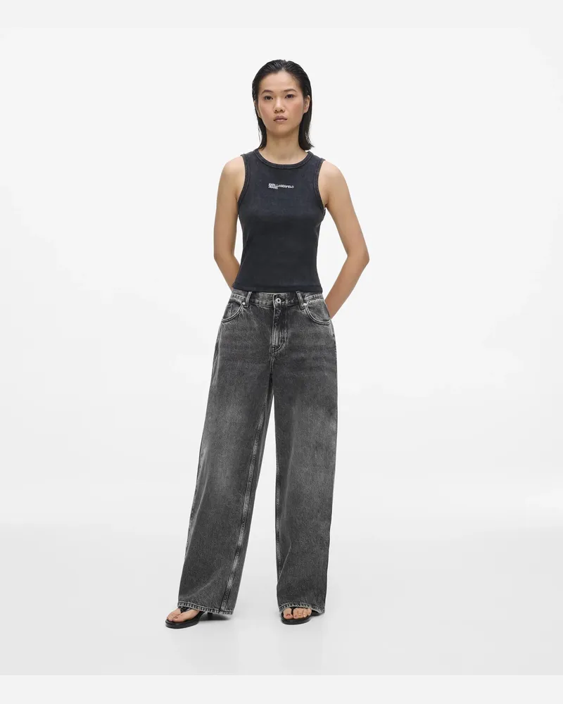 Karl Lagerfeld Wandelbare, Locker Sitzende Jeans Mit Niedrigem Bund, Female, Acid Dunkelgrau, Size Grey