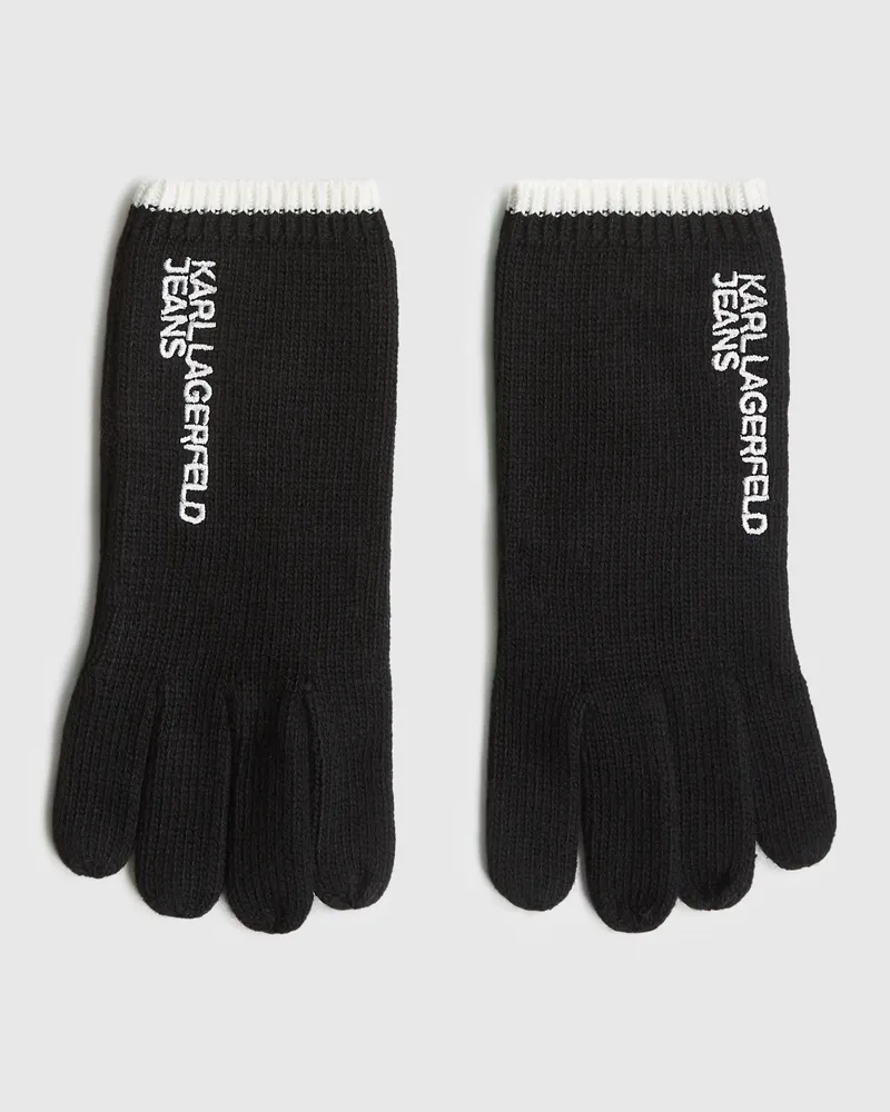Karl Lagerfeld Strickhandschuhe Mit Logo, Herren, Schwarz, Größe Schwarz
