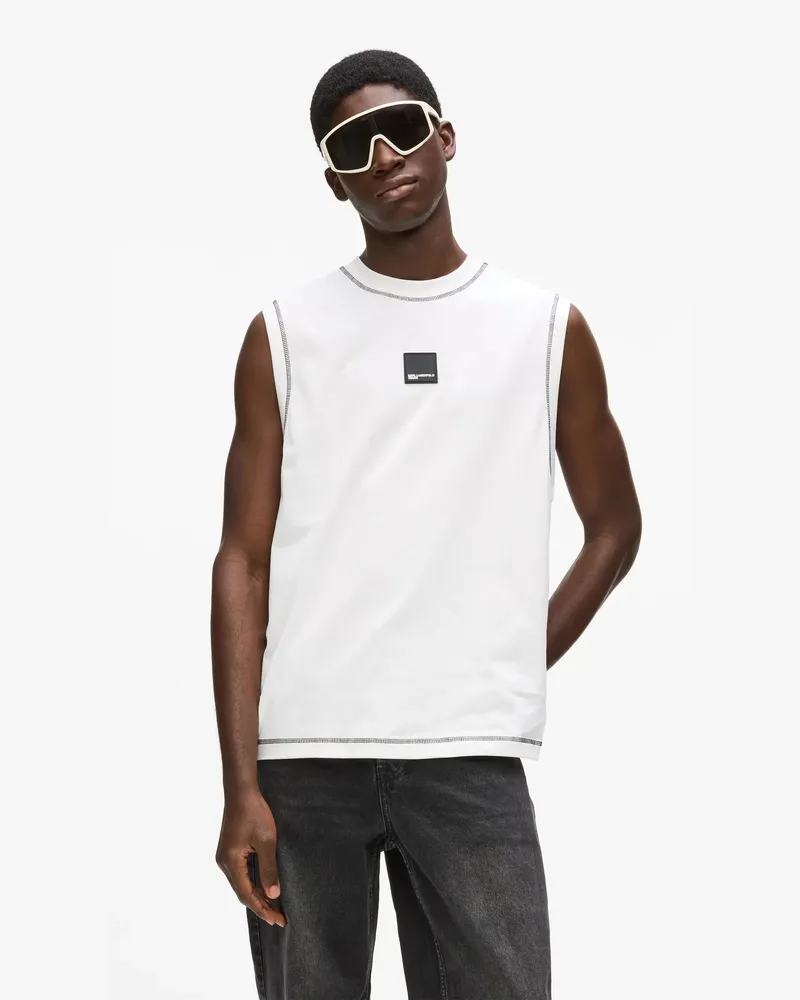 Karl Lagerfeld Legeres Tanktop Mit Kontrastnähten, Herren, Weiss, Größe Weiss