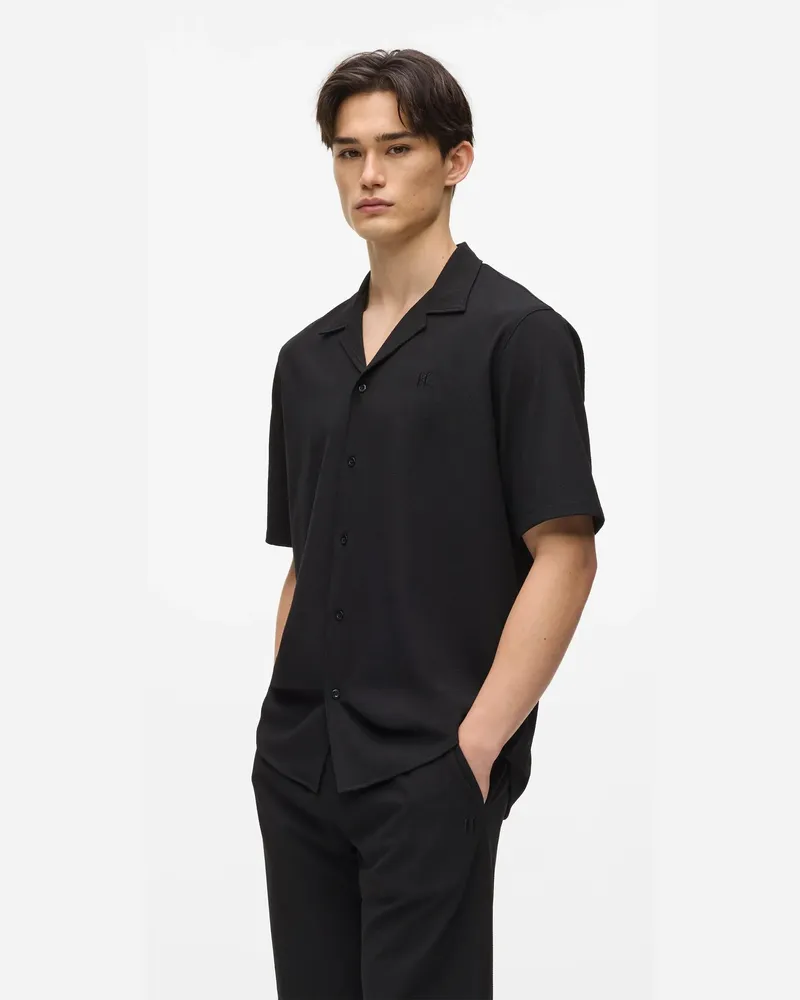 Karl Lagerfeld Kurzärmeliges Hemd Mit Monogramm, Herren, Schwarz, Größe Schwarz