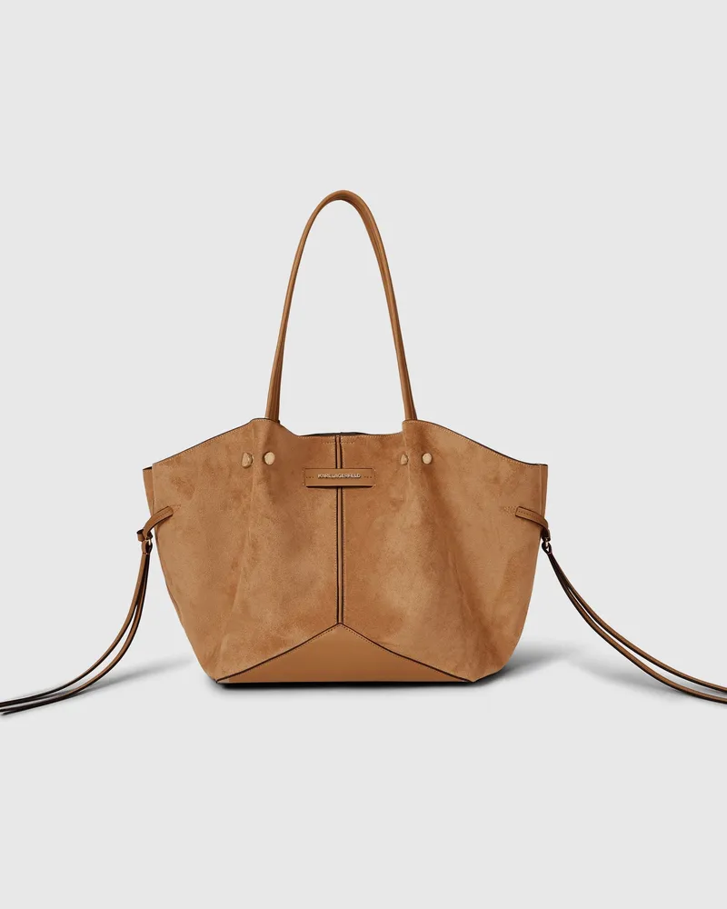 Karl Lagerfeld Grosse K/pierced Tote Bag Aus Kunstwildleder, Damen, Dunkles Tan, Größe Dunkles