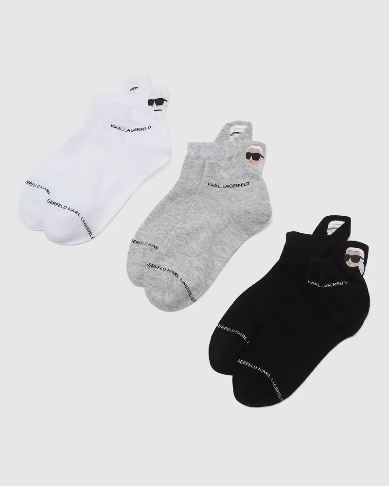 Karl Lagerfeld Ikon Socken 3er-pack, Damen, Schwarz/weiss/grau, Größe Schwarz