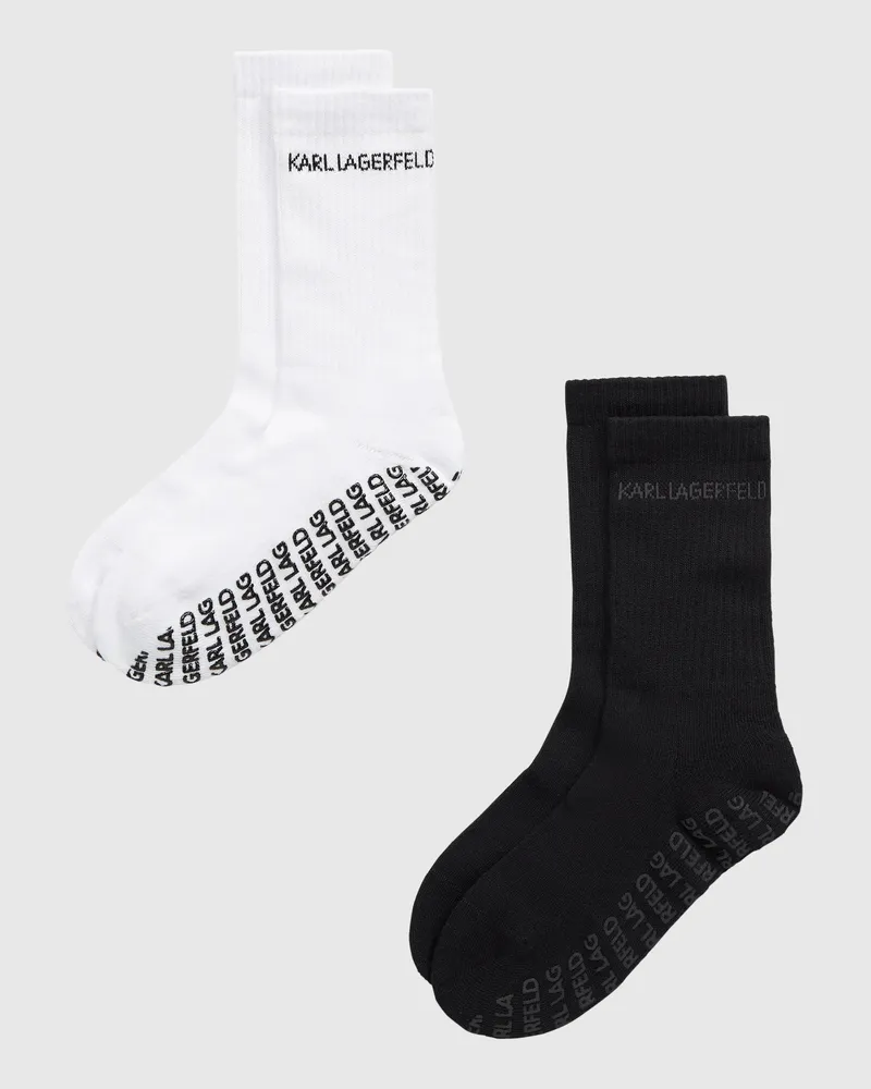 Karl Lagerfeld Logo Pilates-socken – 2er-pack, Female, Weiss/schwarz, Size White