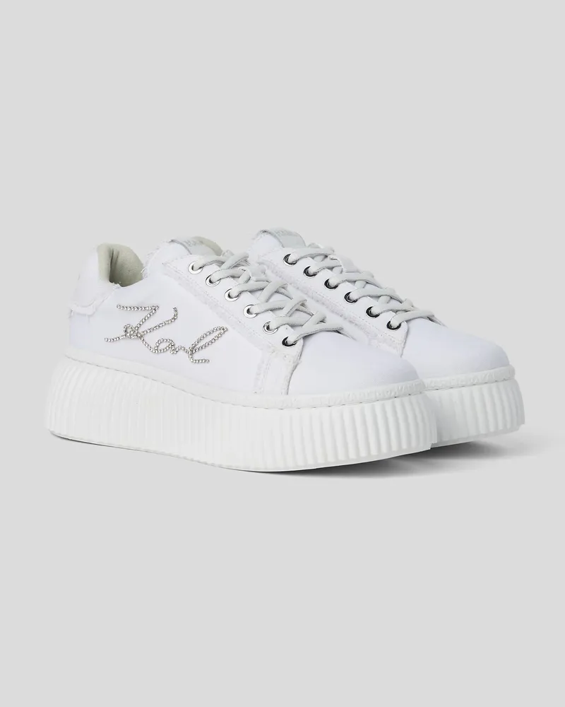 Karl Lagerfeld Signature Kreeper Denim-sneakers, Frau, Weiss/Silber, Größe Weiss