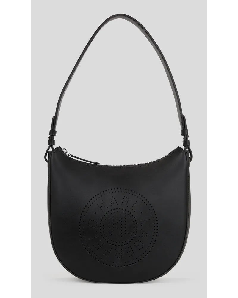 Karl Lagerfeld K/circle Mond-Schultertasche mit Lochmuster, Frau, Schwarz Schwarz