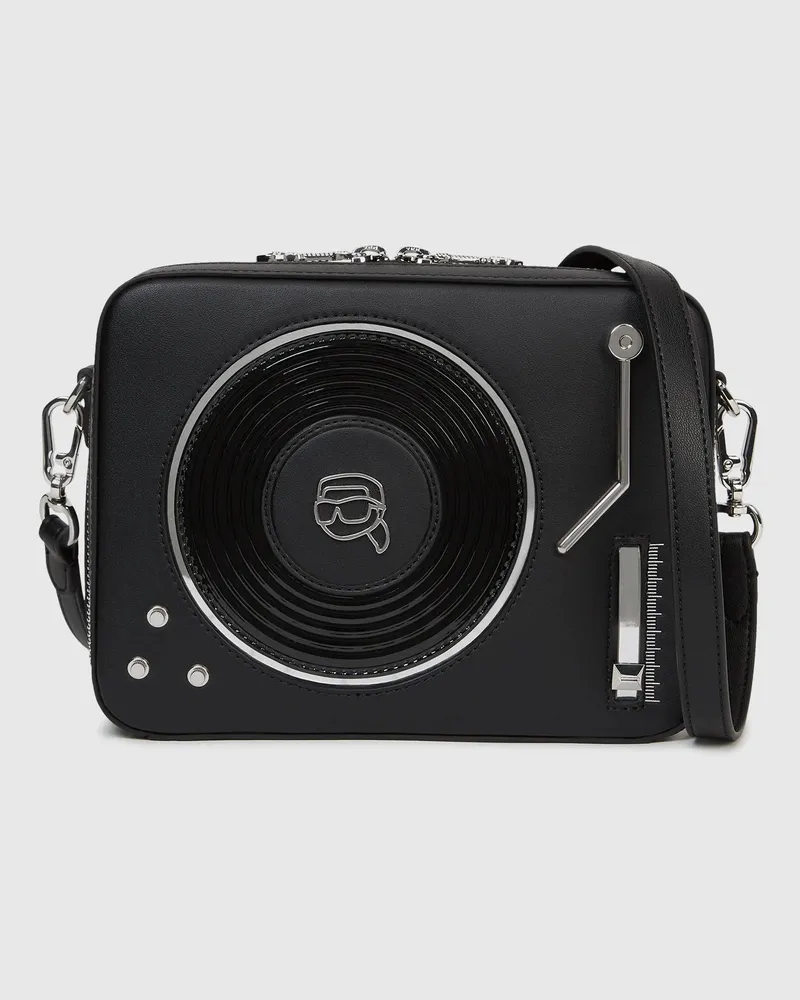 Karl Lagerfeld Ikon Umhängetasche In Plattenspielerform, Female, Schwarz, Size Black