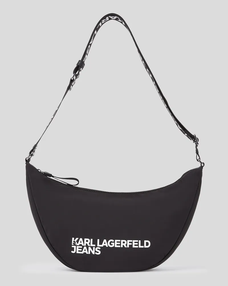 Karl Lagerfeld Schultertasche Mit Logo Aus Nylon, Frau, Schwarz, Größe Schwarz