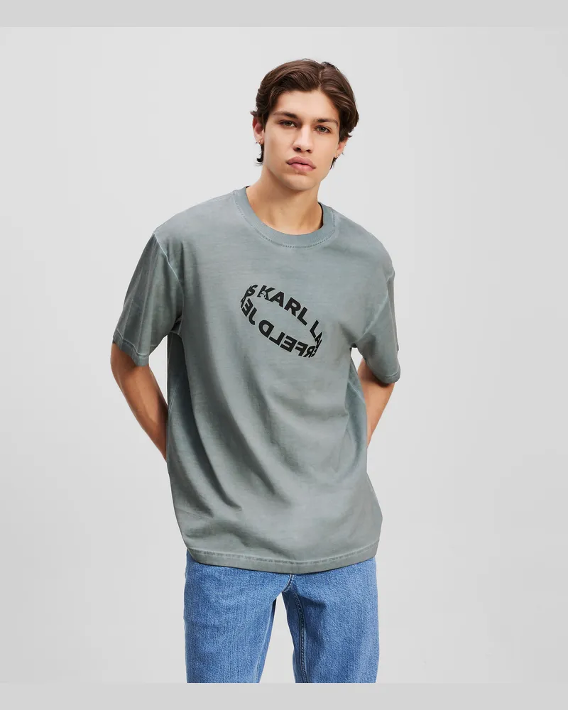 Karl Lagerfeld T-shirt Mit Waschung, Mann, Monument, Größe Monument