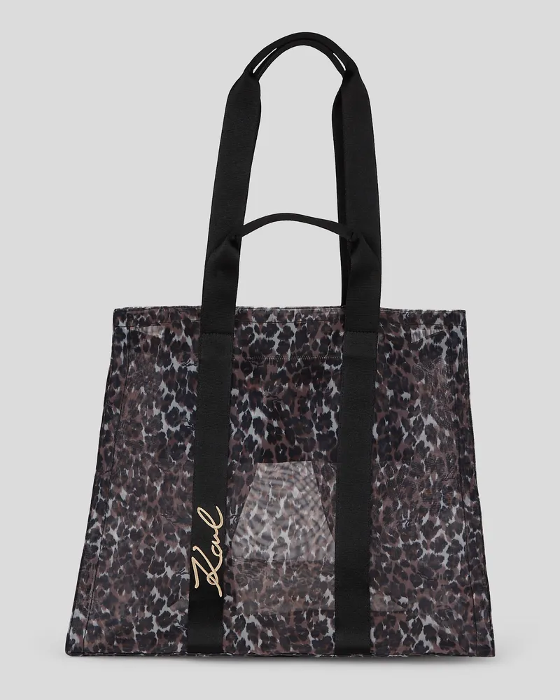 Karl Lagerfeld K/signature Tote-bag Für Den Strand, Frau, Unterschrift Leopard, Größe Unterschrift