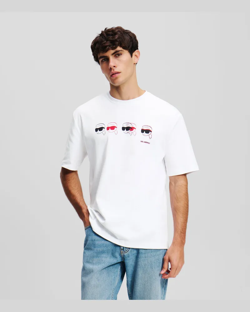 Karl Lagerfeld Ikon T-shirt Mit Grafik, Mann, Weiss, Größe Weiss