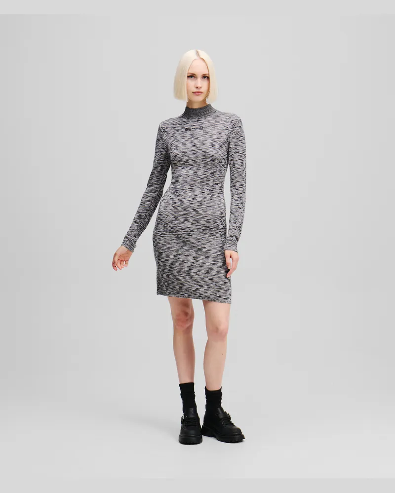 Karl Lagerfeld Langärmliges Strickkleid, Frau, Hellgrau Mel, Größe Hellgrau