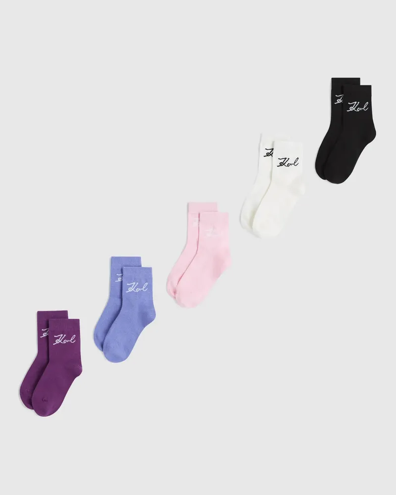 Karl Lagerfeld Signature-socken – 5er-pack, Female, Orchideenrauch, Size Pink