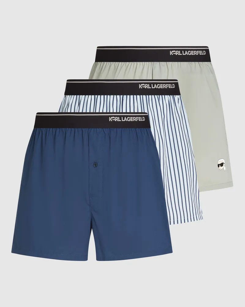 Karl Lagerfeld Ikon Boxershorts – 3-pack, Herren, Twilight-ash-streifen, Größe Twilight-ash-streifen