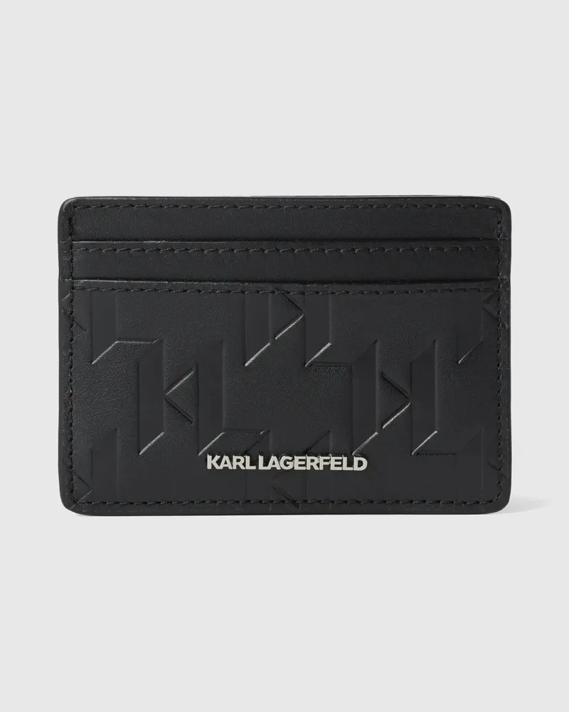 Karl Lagerfeld K/loom Kartenetui Aus Leder, Male, Schwarz, Size Black