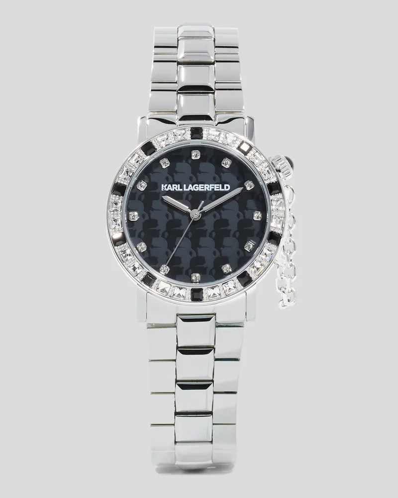 Karl Lagerfeld Uhr Mit Kristallbesatz, Frau, Silver, Größe Silver