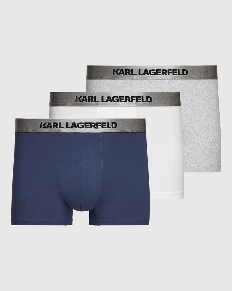 Karl Lagerfeld Boxershorts Mit Logo In Metallic-optik – 3er-set, Male, Marineblau-weiß-grau-melange, Size 