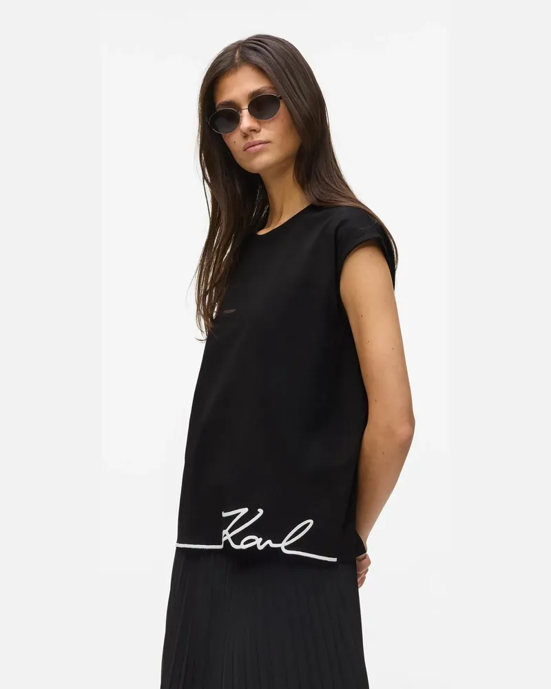 Karl Lagerfeld Tanktop Mit Signature-saum, Damen, Schwarz, Größe Schwarz