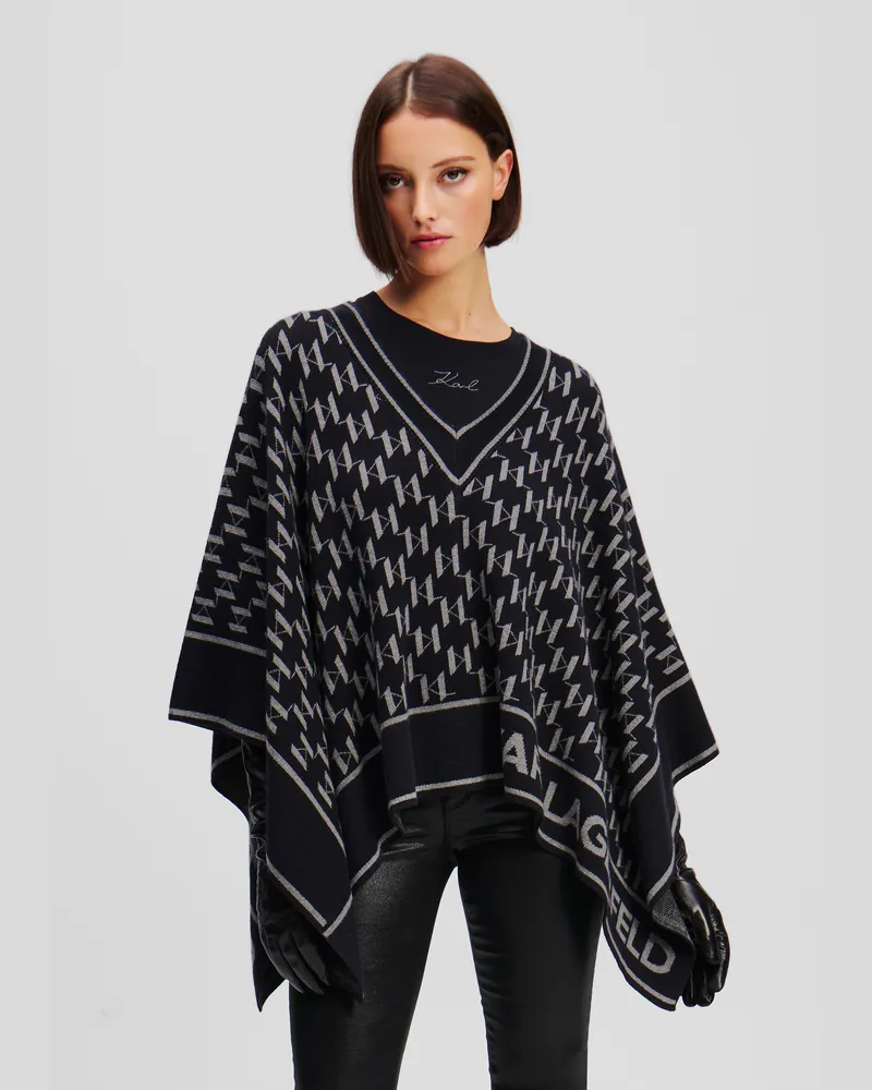 Karl Lagerfeld Monogram cape, Frau, Graumelange Karl Monogramm, Größe Graumelange