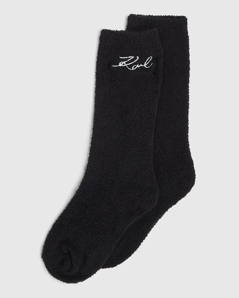 Karl Lagerfeld Flauschige Signature-socken, Female, Schwarz, Size Black