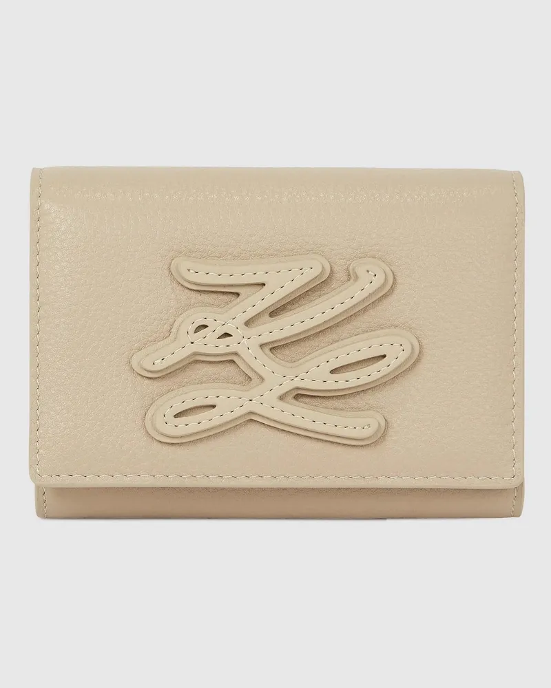 Karl Lagerfeld K/autograph Mittelgroßes Klappportemonnaie Mit Aufnäher, Damen, Sauberes Schwarz, Größe Sauberes