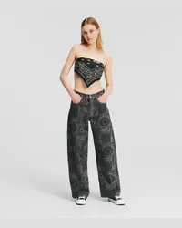 Karl Lagerfeld Klj baggy-bandana-jeans mit mittelhohem Bund, Frau, Black Bandana Gewaschen Black