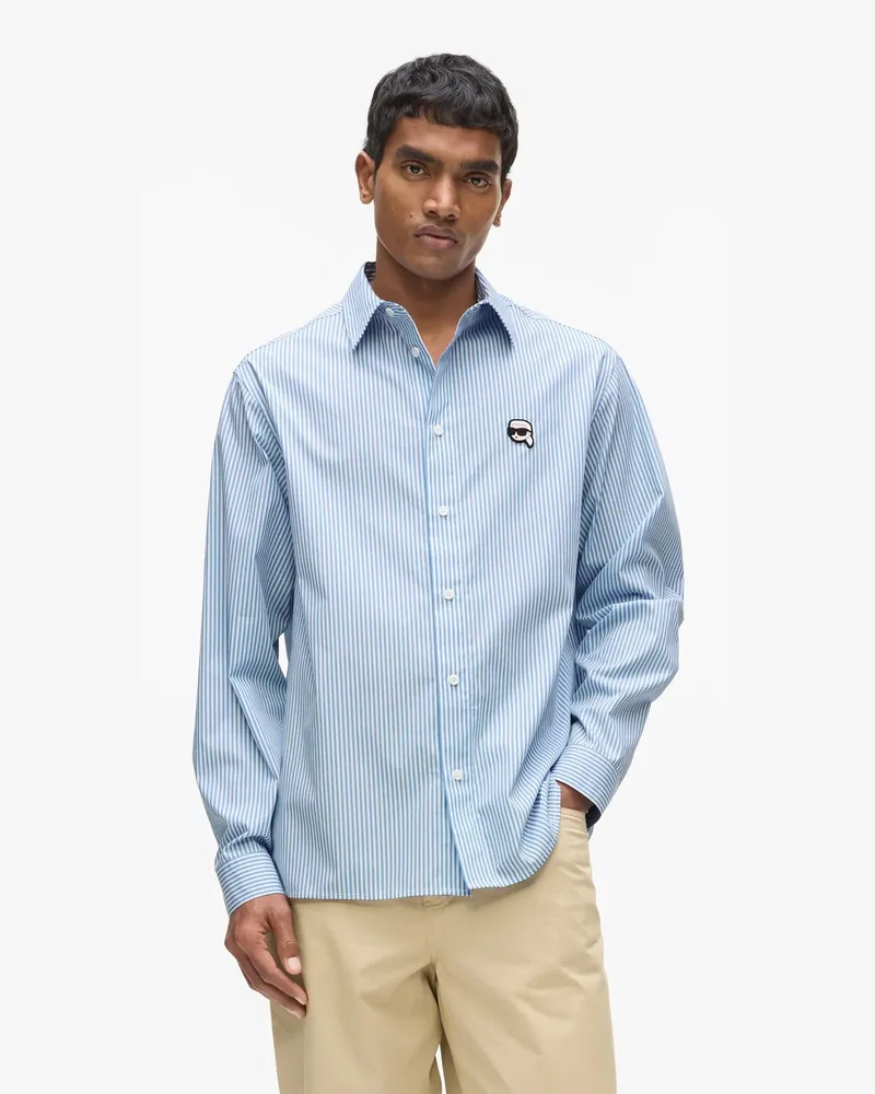 Karl Lagerfeld Ikon Gestreiftes Hemd, Herren, Hellblau, Größe Hellblau