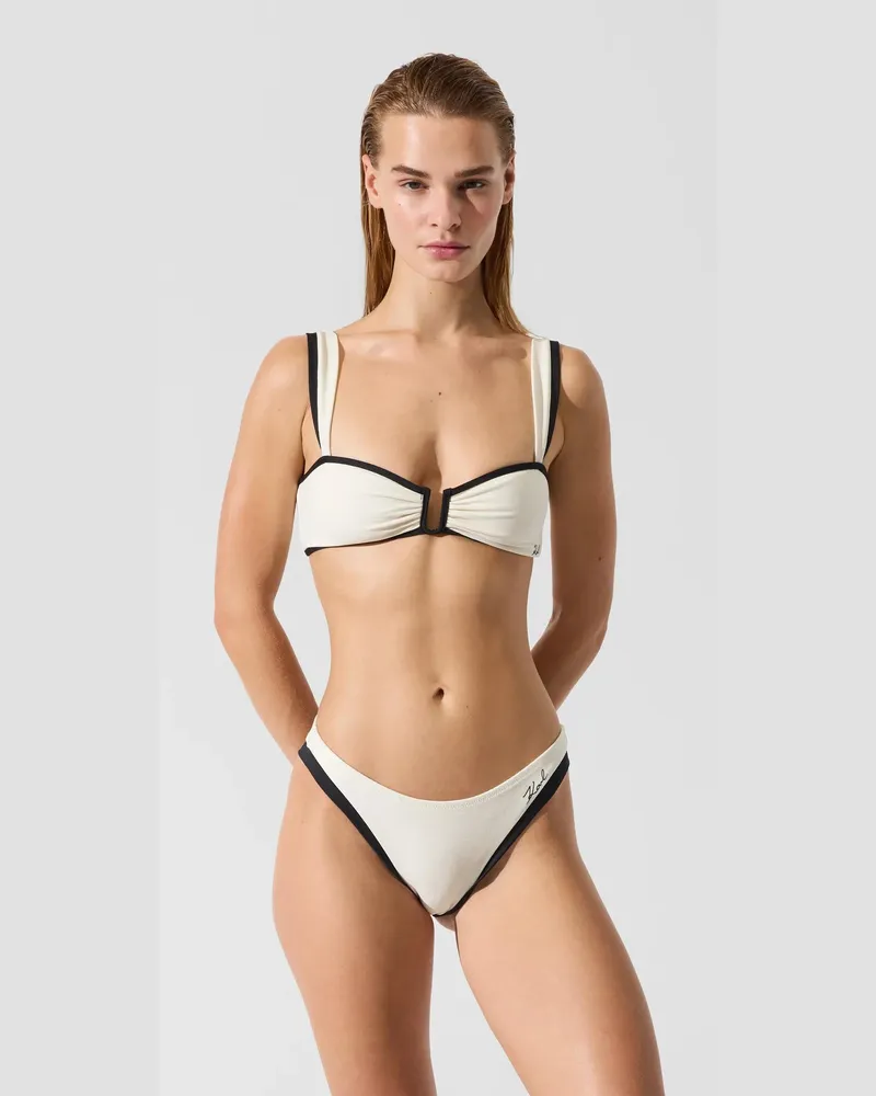 Karl Lagerfeld Signature-bandeau-bikini-oberteil Mit Paspelierung, Damen, Cannoli Creme, Größe Cannoli