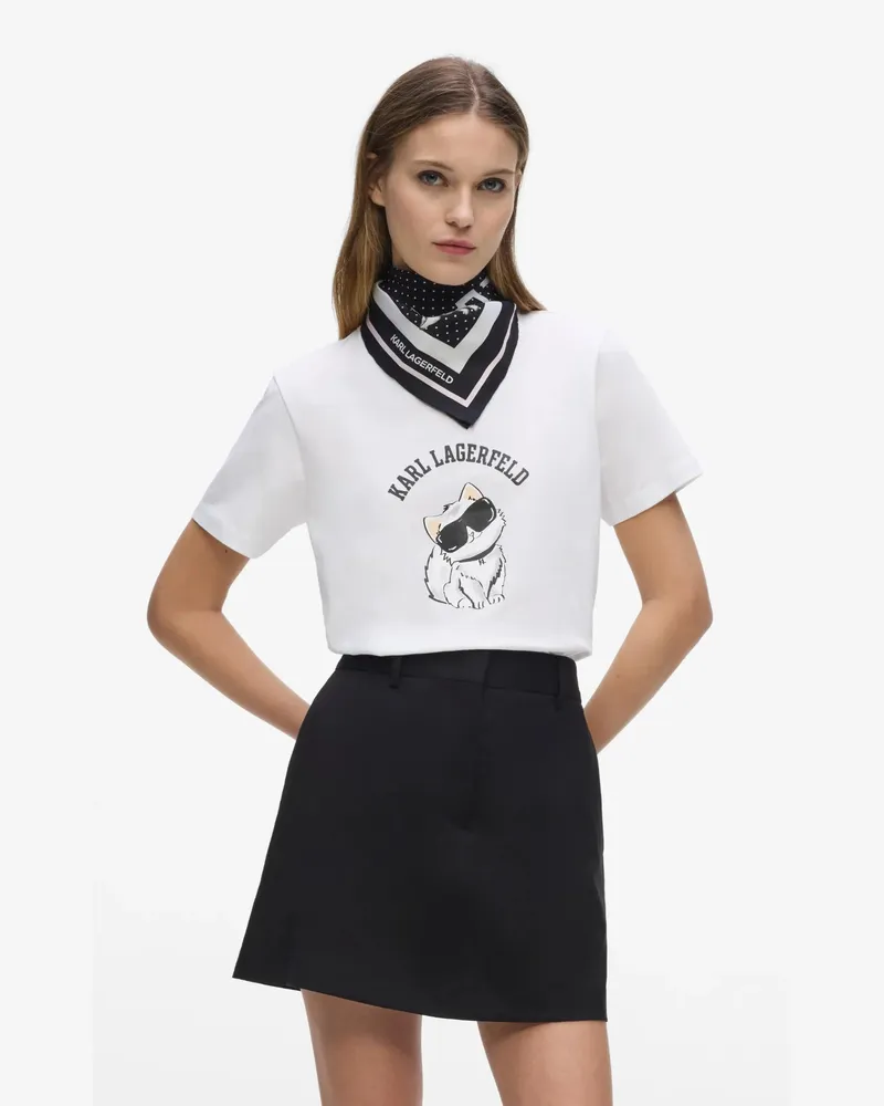 Karl Lagerfeld Ikon Choupette Grafik-t-shirt, Damen, Weiss, Größe Weiss