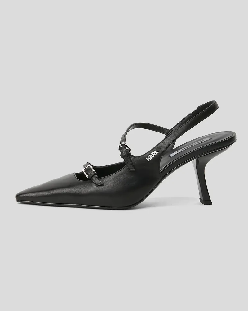 Karl Lagerfeld Karmel Strap Slingbacks, Frau, Schwarz, Größe Schwarz