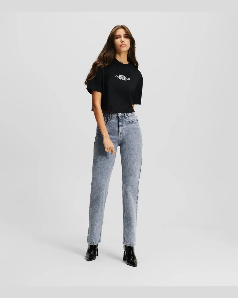Karl Lagerfeld Gerade Geschnittene Jeans Mit Hohem Bund, Frau, Acid Pebble Grey, Größe Acid