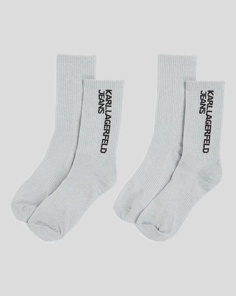 Karl Lagerfeld Socken In Metallic-optic – 2er-set, Frau, Stahl, Größe Stahl