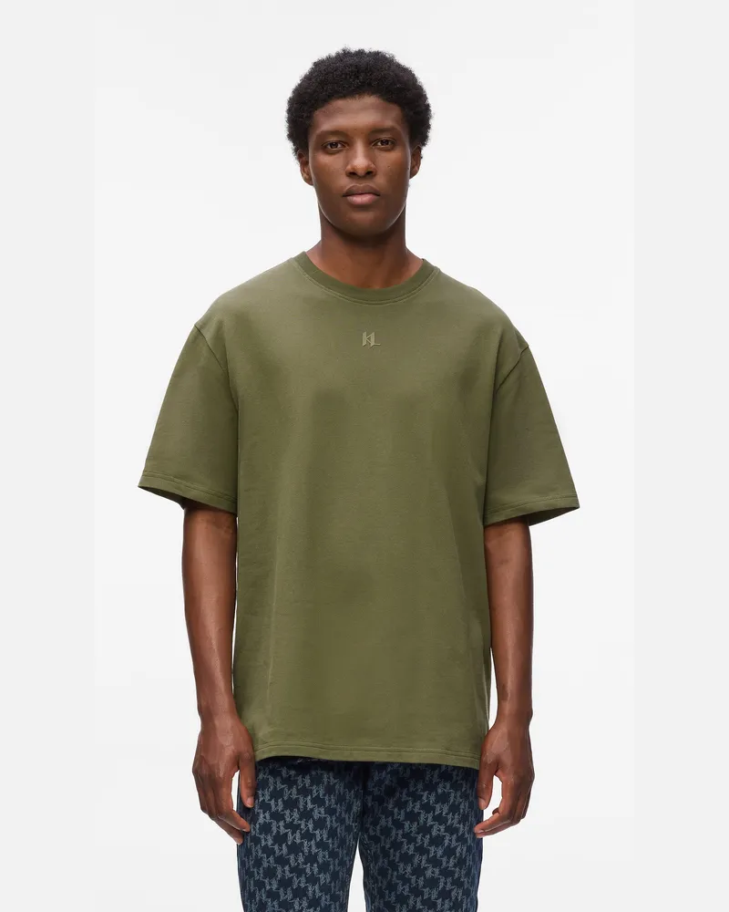Karl Lagerfeld Piqué-t-shirt, Herren, Gebrannte Olive, Größe: L Gebrannte