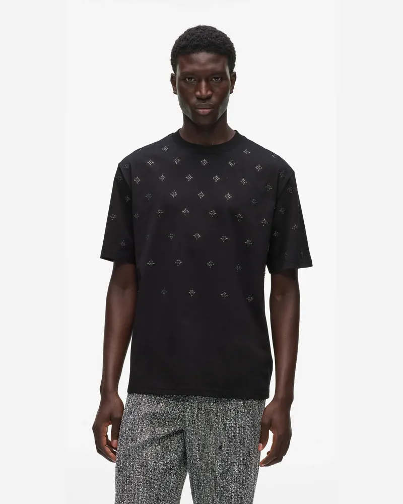 Karl Lagerfeld T-shirt Mit Verzierungen, Male, Schwarz, Size Black