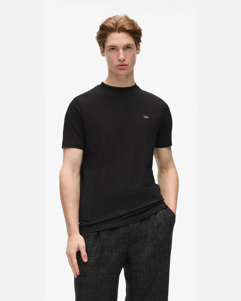 Karl Lagerfeld T-shirt Mit Metall-logo, Male, Schwarz, Size Black